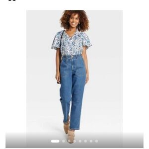 🆕👖Knox Rose Straight Leg High Rise Relaxed Elastic Jeans